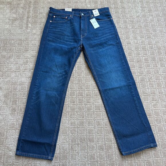 Levi's 505 Regluar Fit Straight Leg Jeans Men 36x30 Blue Medium Wash Stretch NWT - Picture 1 of 7